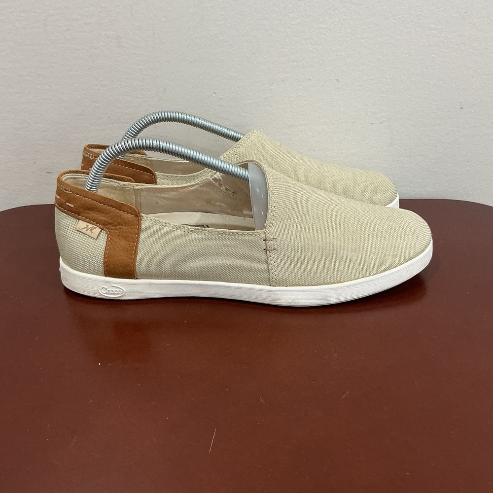 CHACO Ionia Slip-on Comfort Sneakers Ivory w/Leather Trim & Arch Support sz 10